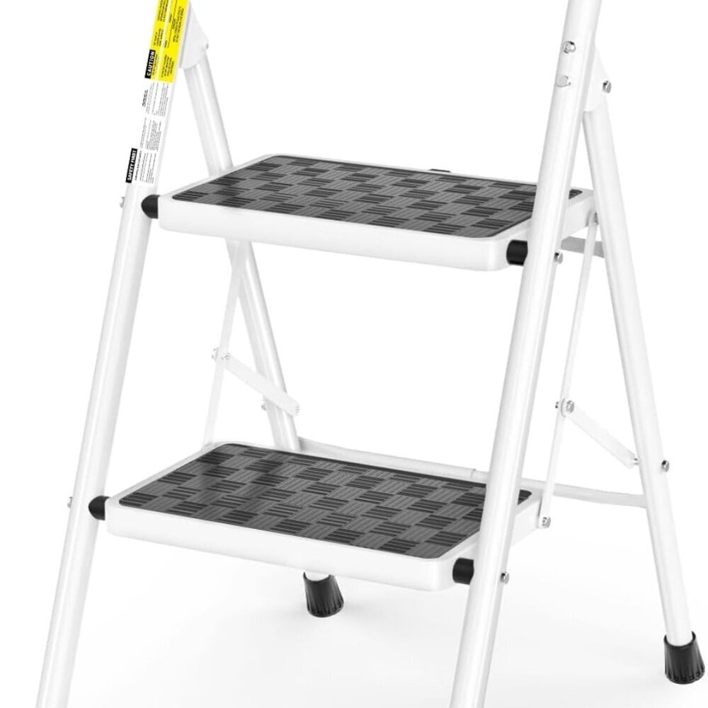 2 Step Ladder,2 Step Stool for Adults Folding Step Stool with Cushioned Handle w